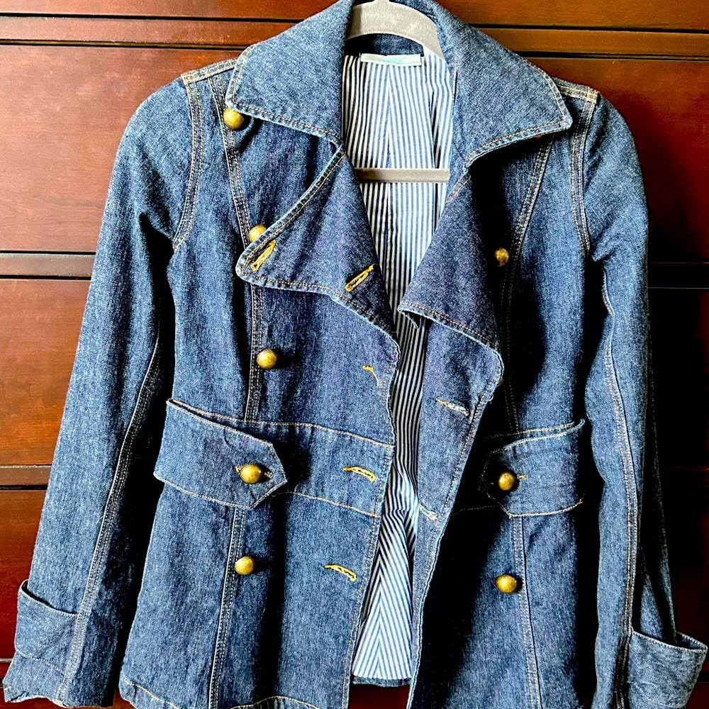 Denim pea coat.